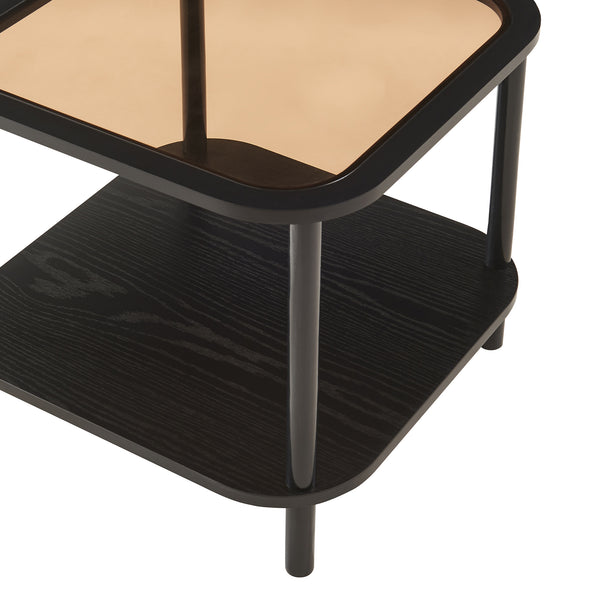 Latama sidebord med glasplade 51x51x45 cm sort/bronze glas [en.casa]