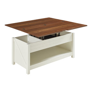 Kasama sofabord med løfteplade og opbevaringsplads 110x55x54 cm valnøddelook/hvid [en.casa]