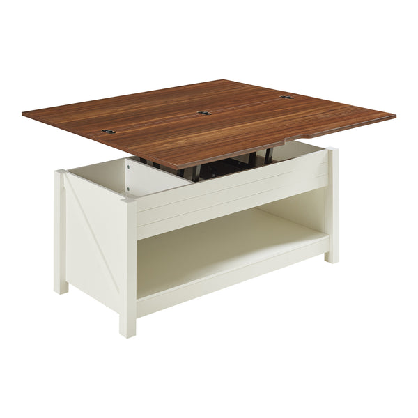 Kasama sofabord med løfteplade og opbevaringsplads 110x55x54 cm valnøddelook/hvid [en.casa]