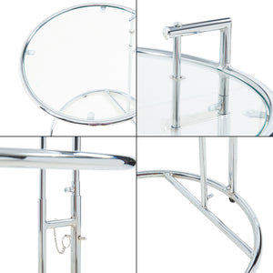 Højdejusterbart sidebord Stare 50x57-77 cm glas transparent/kromfarvet [en.casa]