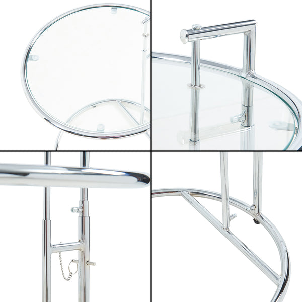 Højdejusterbart sidebord Stare 50x57-77 cm glas transparent/kromfarvet [en.casa]