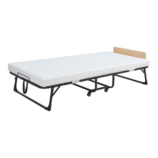 Metalfoldeseng Lustendi med madras 200x90cm sort/eg-look [en.casa].