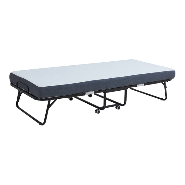 Metalfoldeseng Borjavle med madras 200x90cm sort [en.casa]