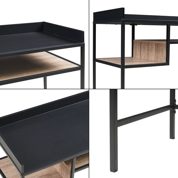 Skrivebord Belana 100x43x82 cm sort/eg-look [en.casa]
