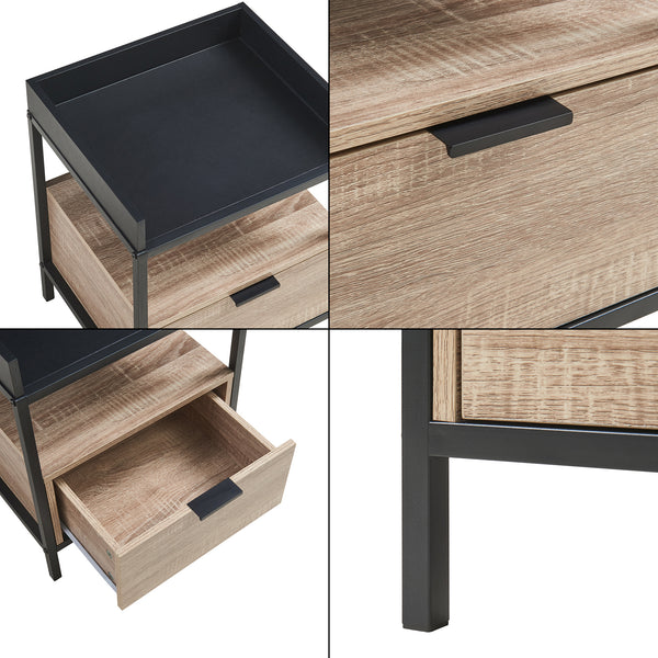 Sengebord Belana 51x40x35 cm sort/eg-look [en.casa]