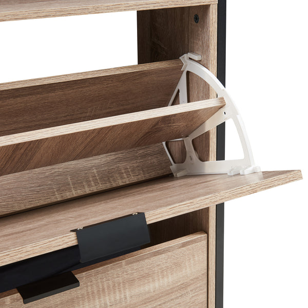 Belana skovogn med 2 klapper 116x60x24 cm sort/eg-look [en.casa]
