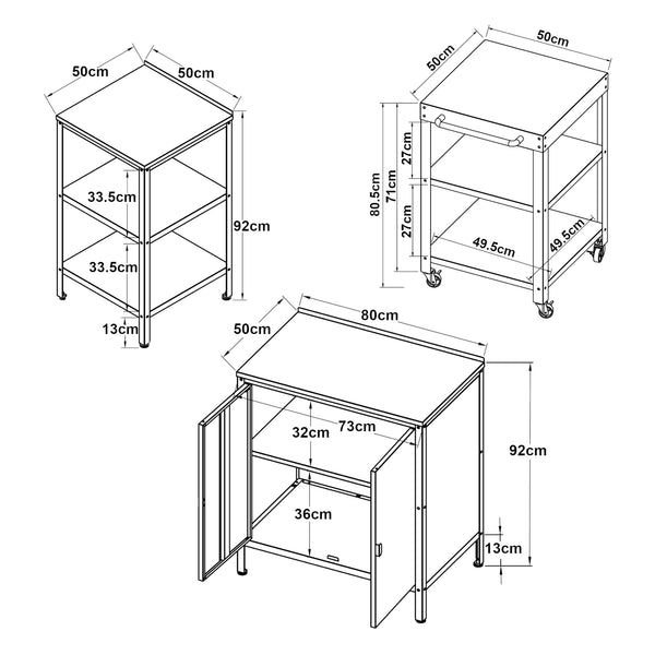 Udendørs sæt Bolognano gulvstående hylde og serveringsvogn sort, mat [casa.pro]