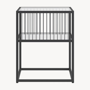 Tronevn sidebord med glasplade 50x40x40 cm sort [en.casa]