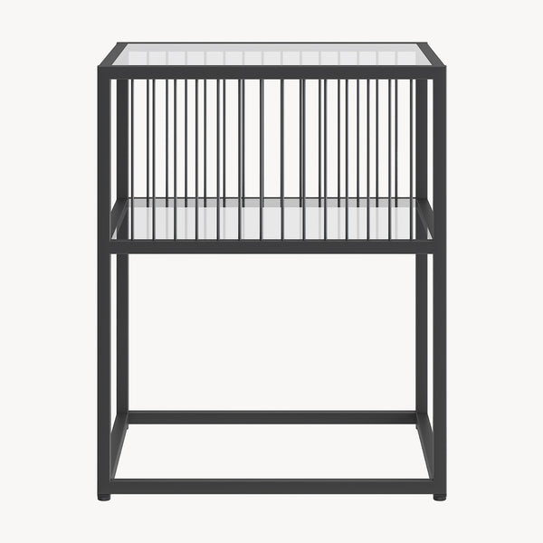 Tronevn sidebord med glasplade 50x40x40 cm sort [en.casa]