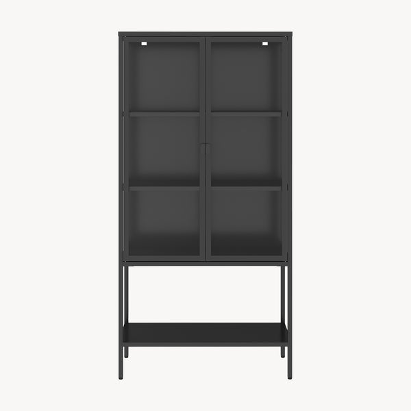 Vitrineskab Borshavisa stål 2-dørs 160x80x35 cm sort [en.casa]