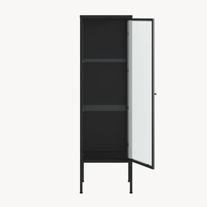 Borshavisa vitrineskab 116x34x30 cm stål sort [en.casa]