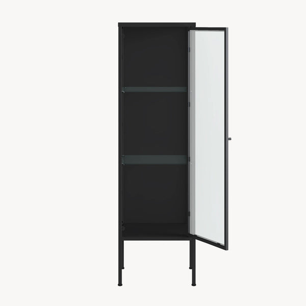 Borshavisa vitrineskab 116x34x30 cm stål sort [en.casa]