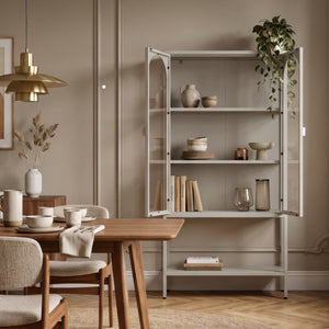 Vitrineskab Klippestad Stål 160x80x35 cm Kamelbrun [en.casa]