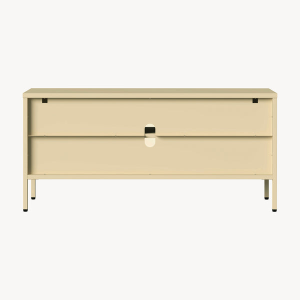 Vitrineskab-Sideboard Klippestad Stål 118x35x55 cm Kamel Farve [en.casa]