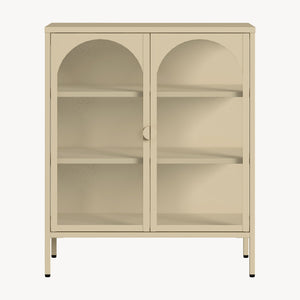 Vitrineskab Klippestad Stål 95x80x35 cm Kamel Farve [en.casa]