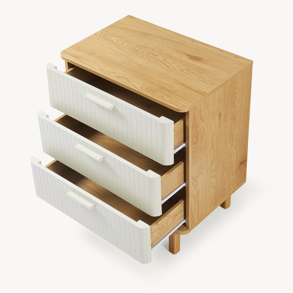 Kommode Ferrersp med 3 skuffer 70x60x40 cm egetræslook/sandfarver [en.casa]