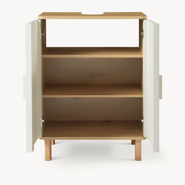 Vaskeskab Ferrersp 80x60x35 cm egetræslook/sandfarver [en.casa]