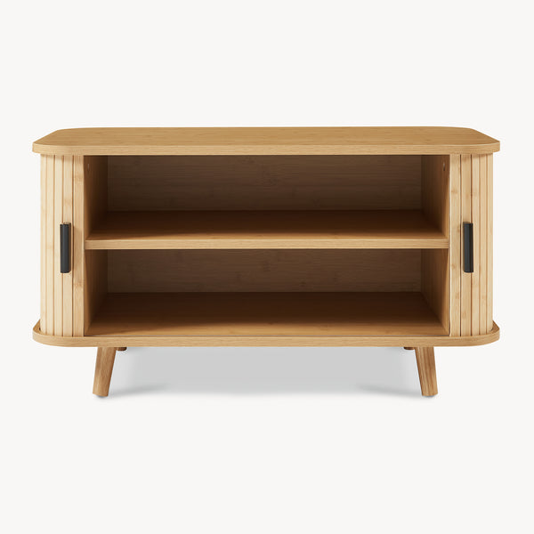 Skoskab med sædehynde Tvedestrand 50x80x40 cm Bambus/Beige [en.casa]