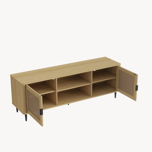TV-skab Lukhomso 152x40x54 cm egetræslook/rattan-look [en.casa]