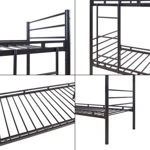 Bevapis køjeseng i metal med 2 madrasser 90x200 cm sort [en.casa]