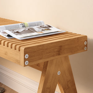 Bænk Lasdarvoo 120x35x45 cm naturlig bambus [en.casa]