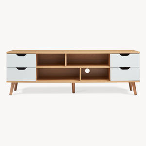 TV-møbel Bordkak 140x30x45 cm egetræslook/hvid [en.casa]