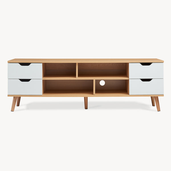 TV-møbel Bordkak 140x30x45 cm egetræslook/hvid [en.casa]