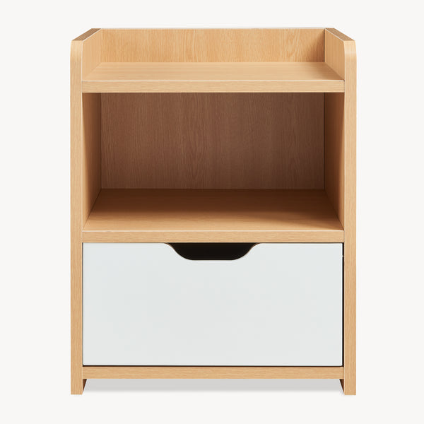 Sengebord Bordkak 45x36x34 cm egetræslook/hvid [en.casa]