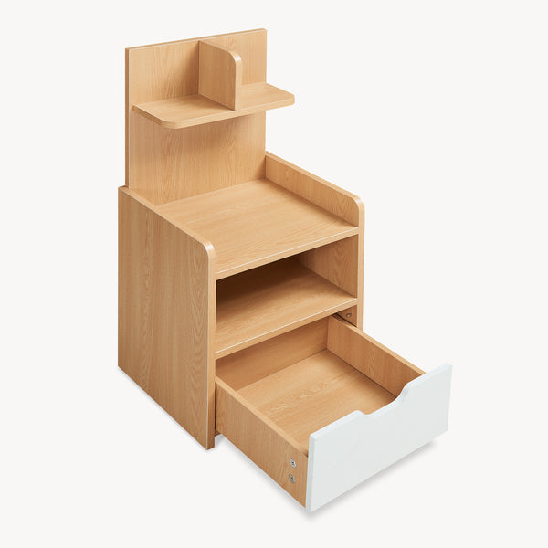 Sengebord Bordkak 75x35x30 cm egetræslook/hvid [en.casa]