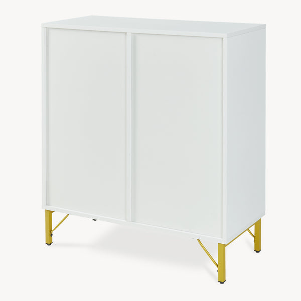 Sideboard Reyri 90x80x35 cm Hvid/Guldfarvet [en.casa]