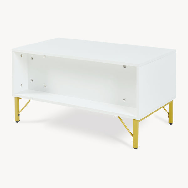 Sofabord Reyri 80x45x42 cm Hvid/Guldfarvet