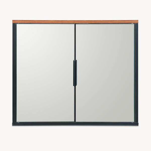 Spejlskab Trond 50x60x15 cm Sort/Valnøddeudseende [en.casa]