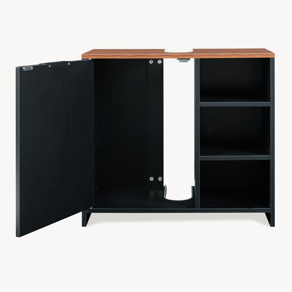 Vaskeskab Trond 60x66x30 cm Sort/Valnøddeudseende [en.casa]