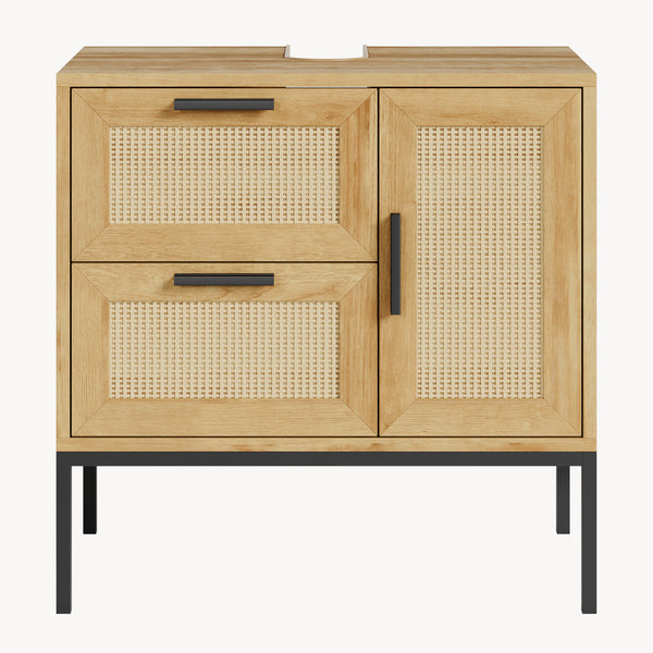 Vaskeskab Marhasa 60x60x40 cm Eg-look/Sort [en.casa]