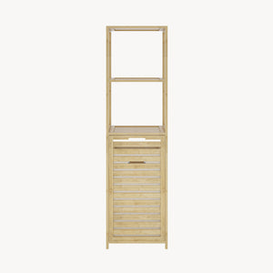 Badreol med vasketøjskurv Anun 130x36x33 cm bambus træfarvet [en.casa]