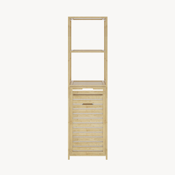 Badreol med vasketøjskurv Anun 130x36x33 cm bambus træfarvet [en.casa]