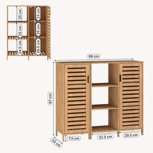 Skabsskab Hakseri 2 dele 87x99x33 cm Bambus Natur [en.casa]