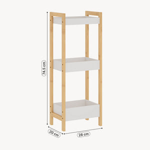 Badreol Anun med 3 niveauer 75x28x20 cm bambus natur/hvid [en.casa]