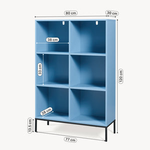 Bogreol Colwyn 120x80x30 cm Blå [en.casa]