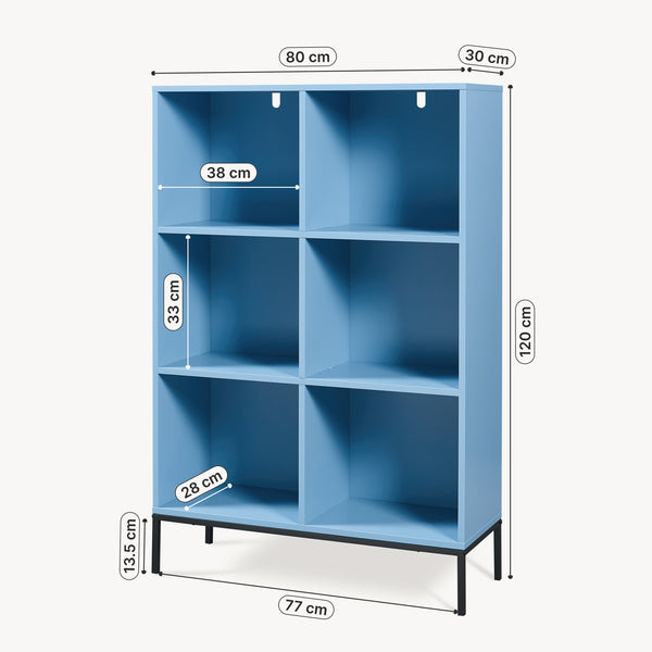 Bogreol Colwyn 120x80x30 cm Blå [en.casa]