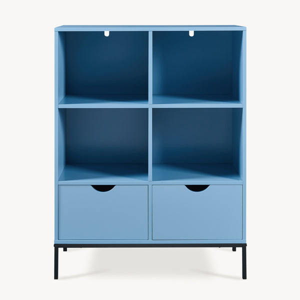 Bogreol med 2 skuffer Colwyn 105x80x40 cm Blå [en.casa]