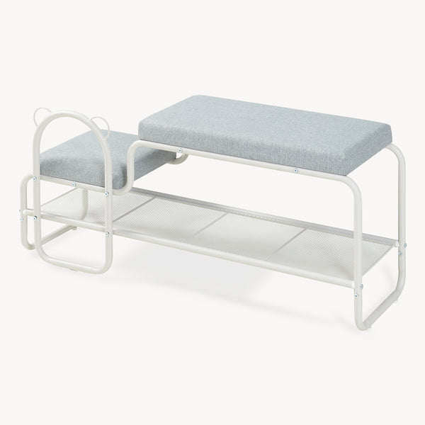 Skobænk med børnestol Jässaatka stål 100x32x46 cm grå [en.casa]