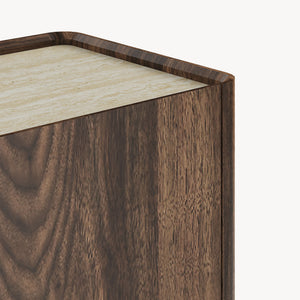 Sideboard Trorlon 160x40x83 cm valnøddeoptik/travertin [en.casa]