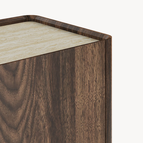 Sideboard Trorlon 160x40x83 cm valnøddeoptik/travertin [en.casa]