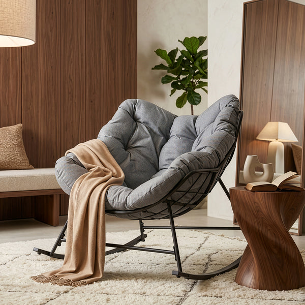 Kurvestol Villeneuve 85x90x91 cm Sort/Grå [en.casa]