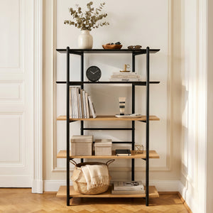 Bogreol Kappespoo 124x80x35 cm Sort/Egeoptik [en.casa]