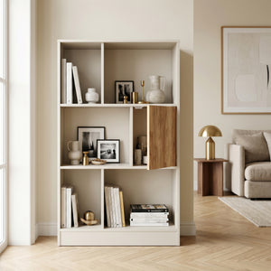 Bogreol Karena 112x70x30 cm Cremehvid/Ege-look [en.casa]
