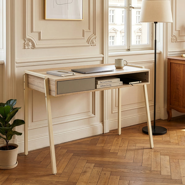 Skrivebord Boderas 107x55x78 cm Beige/Travertin [en.casa]