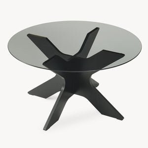 Sofabord Imi med glasplade Ø70x35 cm Sort/Grå [en.casa]
