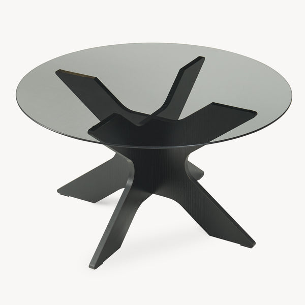 Sofabord Imi med glasplade Ø70x35 cm Sort/Grå [en.casa]